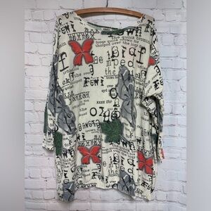 XIKOI Graffiti Butterflies Lightweight Sweater Size XL